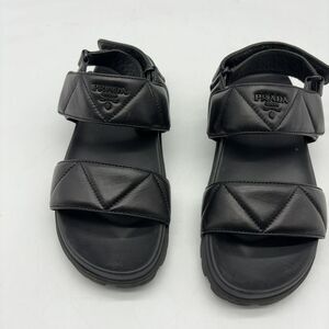Prada Sport Black Quilted Leather Sandals